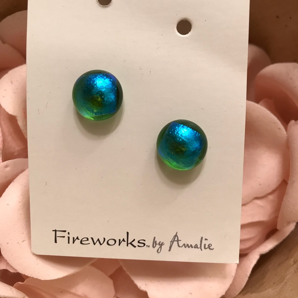 4/35🌴 Fireworks glass earrings !